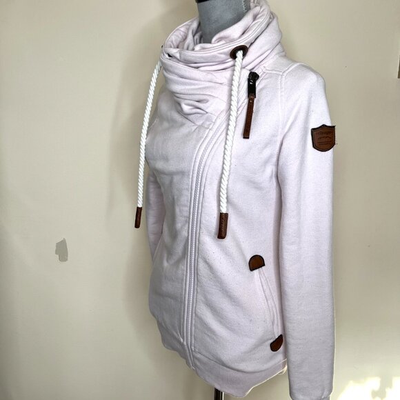 Wanakome Sweatshirt Size XS Pink Wide Collar High Neck Jacket Zip Up Warm Winter - Picture 12 of 15